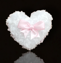Load image into Gallery viewer, Heart shaped faux fur powder puff - white pink - luxepuffs.com