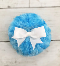 Load image into Gallery viewer, Dusting powder puff blue white large 4" MerryBath.com