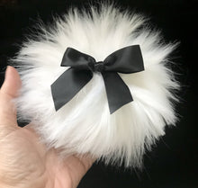 Load image into Gallery viewer, large faux fur powder puff - white black - MerryBath.com
