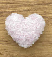 Load image into Gallery viewer, Heart shaped faux fur powder puff - white pink - luxepuffs.com
