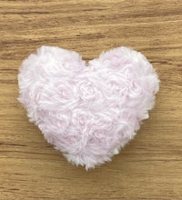 Load image into Gallery viewer, Heart shaped faux fur powder puff - white pink - luxepuffs.com