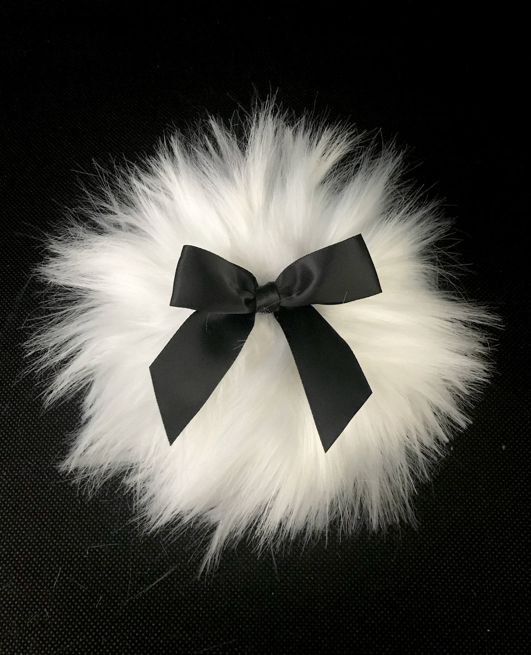 large faux fur powder puff - white black - MerryBath.com