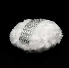 Load image into Gallery viewer, large 5&quot; dusting powder puff wjite metallic silver - Merrybath.com

